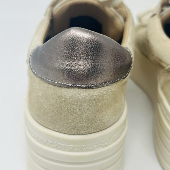 Overland Keri Platform Sneakers Size 39 8.5 Tan Perforated Suede Leather - Picture 11 of 15